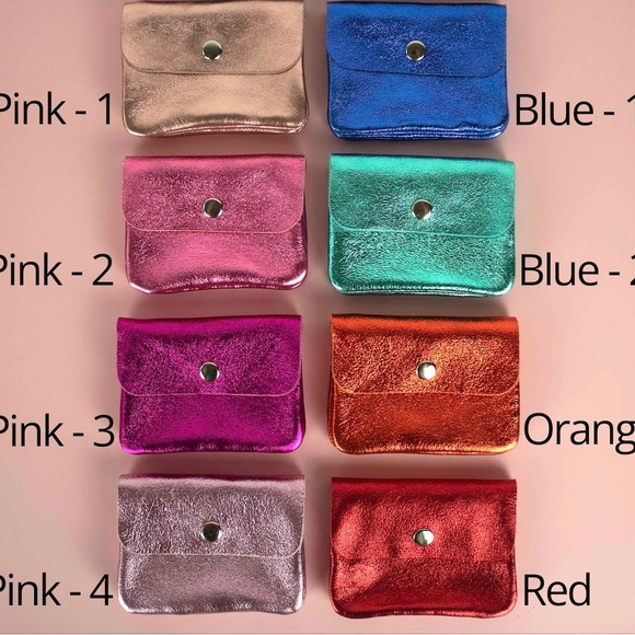 Red Metallic Leather Coin Purse - Picture 6 of 11